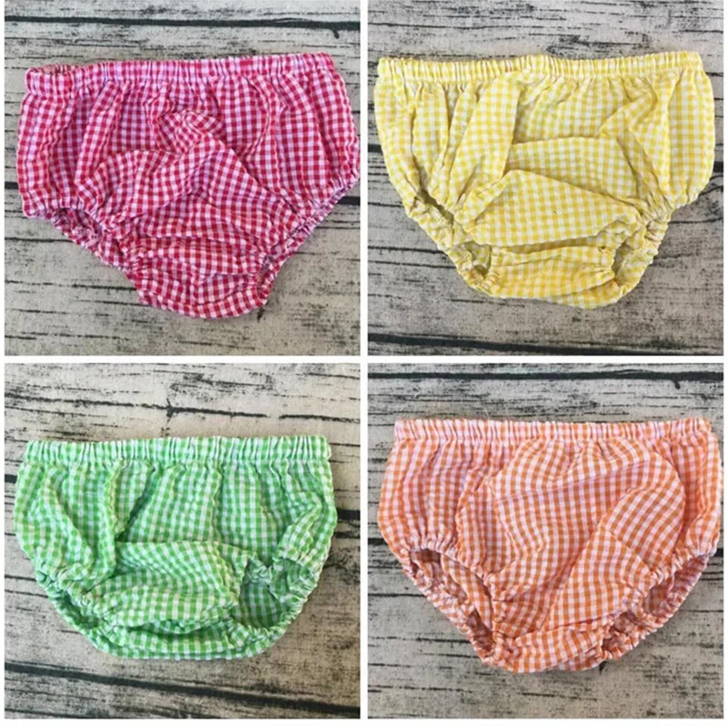 Summer Hot Sale Bubble Kid Short Gingham plaid seercuker Cool Baby Boy Girl Short