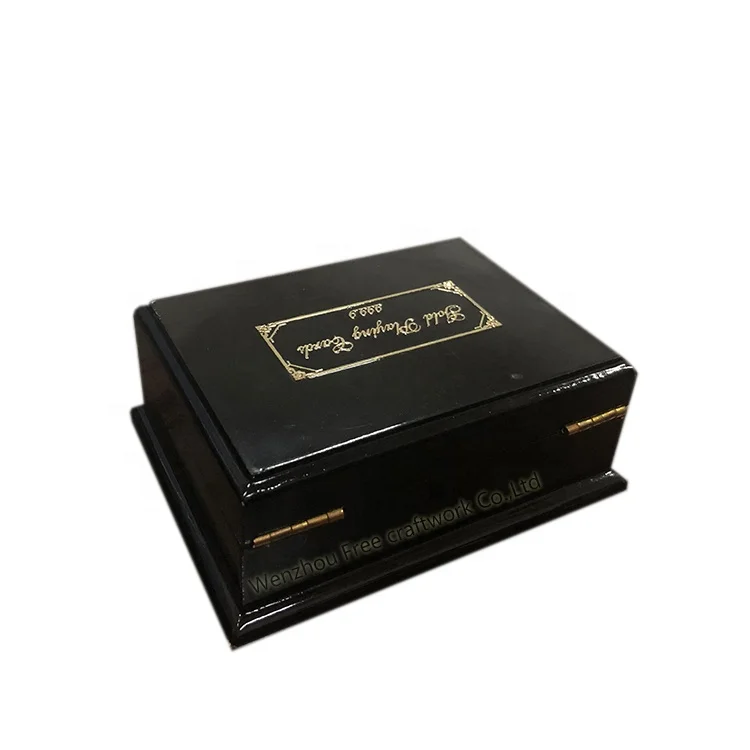 Wholesale MDF playing card box custom glossy wooden Varnish box gift luxury storage poker packaging box