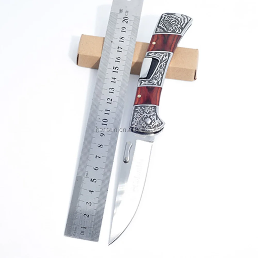 back lock folding knife wood handle survival pocket knives for gift