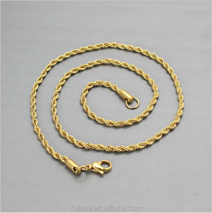Stainless Steel Material Wholesale 18K Gold plated Twisted Necklace Chain Sell By Meter,Jewelry Making Gold Chain