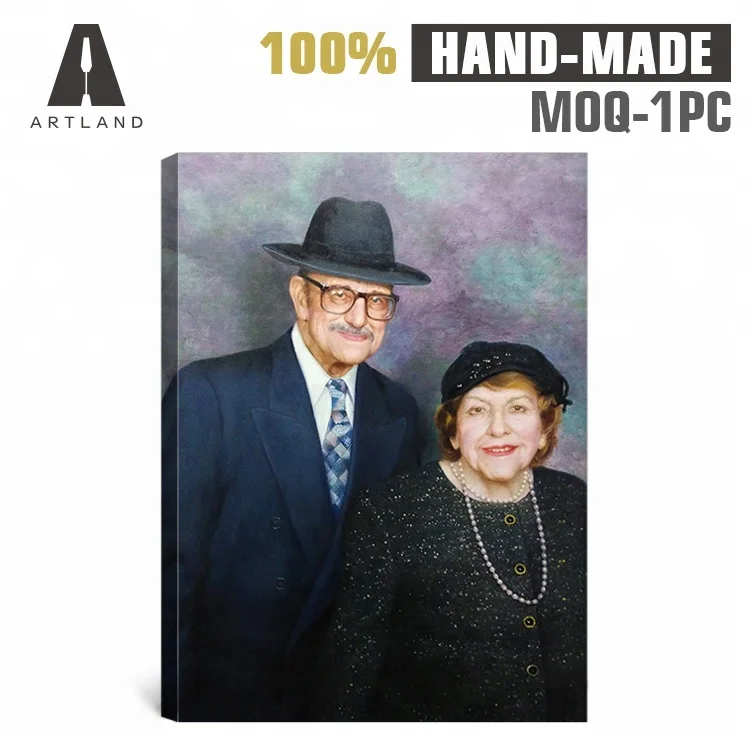 Handmade museum quality custom lovers portrait oil painting from photo