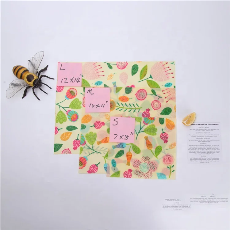
2021 Hot Selling Cute Cartoon Reusable lovely pattern Beeswax Food Wrap No Pollution Beeswax Food Wrap 