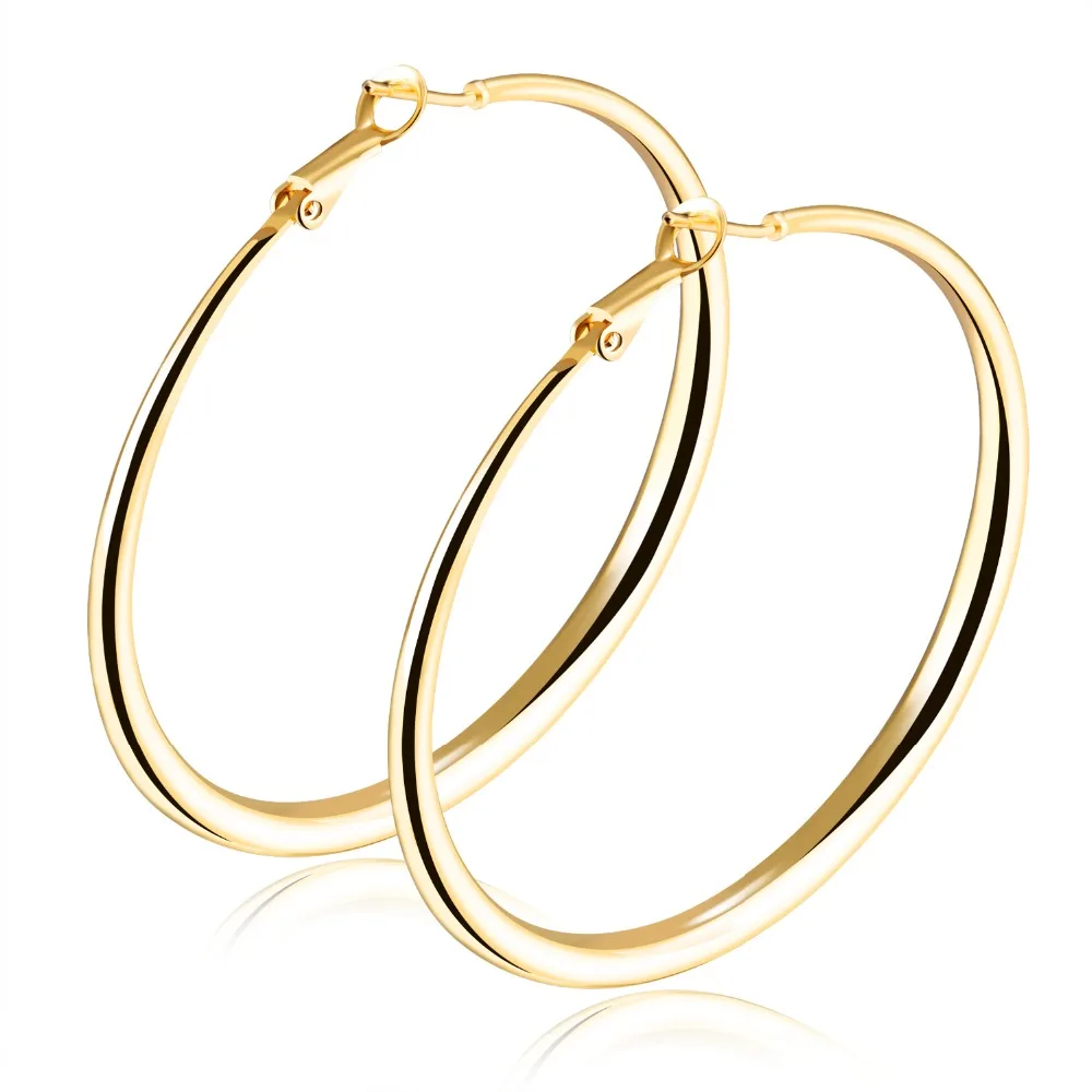 
Fashion Brand Jewelry Women Silver Round Shape Medium Hoop Earrings Designs 