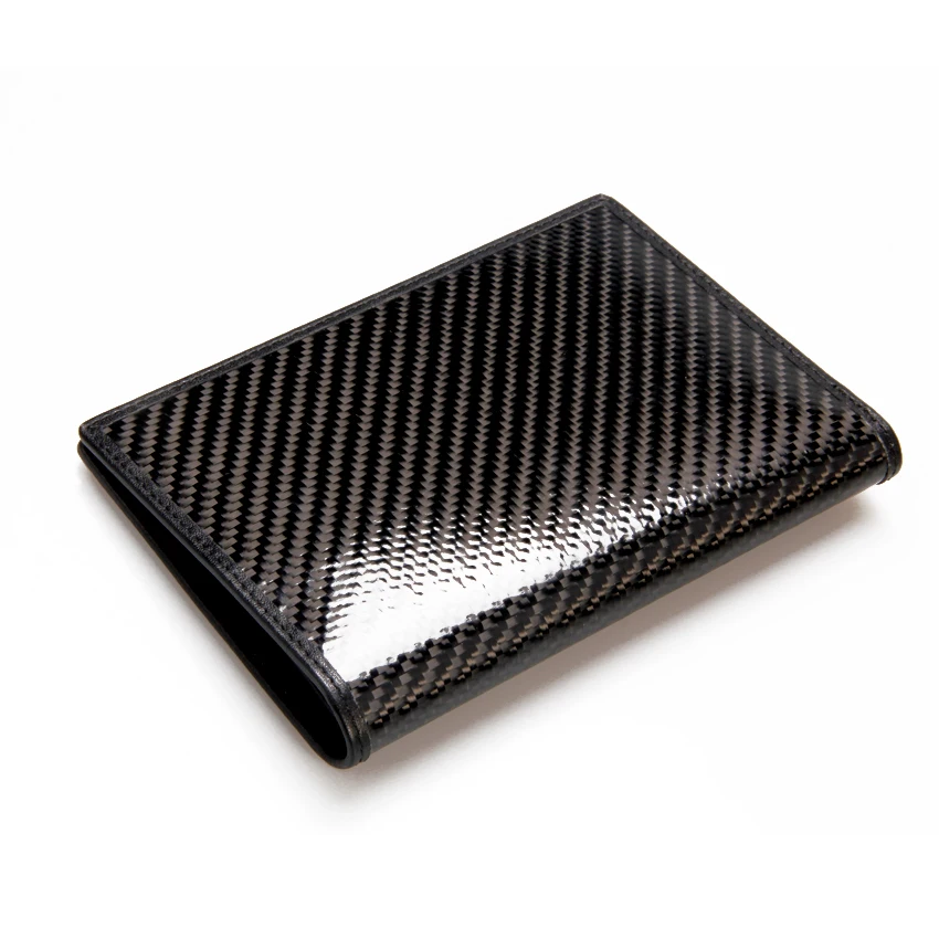 Factory Hot Sale RFID Blocking Genuine Carbon Mens Passport Holder 3 Card Slot Passport Cover