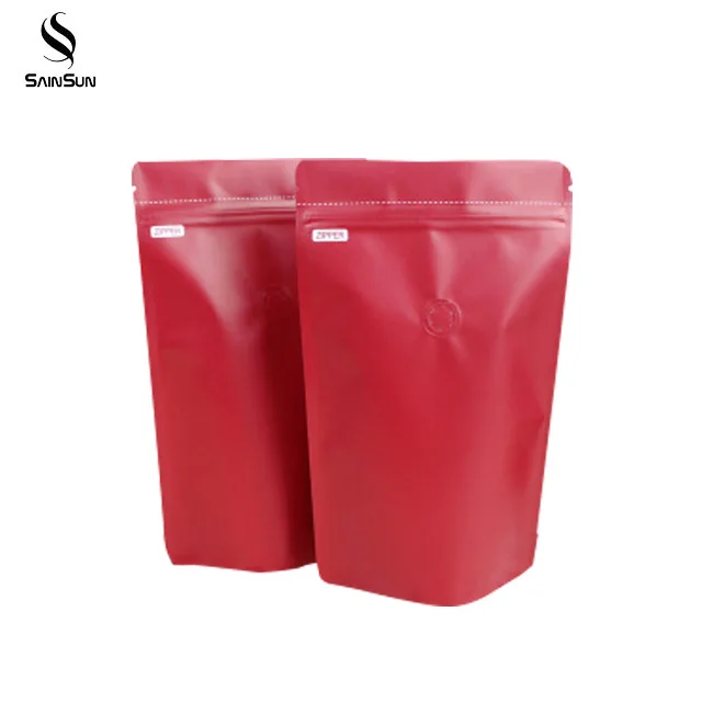 High Quality Aluminum Recycle Matte Powder Top Packaging Scrub Coffee Bag Zip With Valve