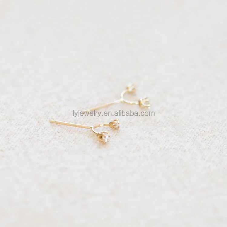 Tiny cute flower stud earrings sterling silver diamond small earrings 925