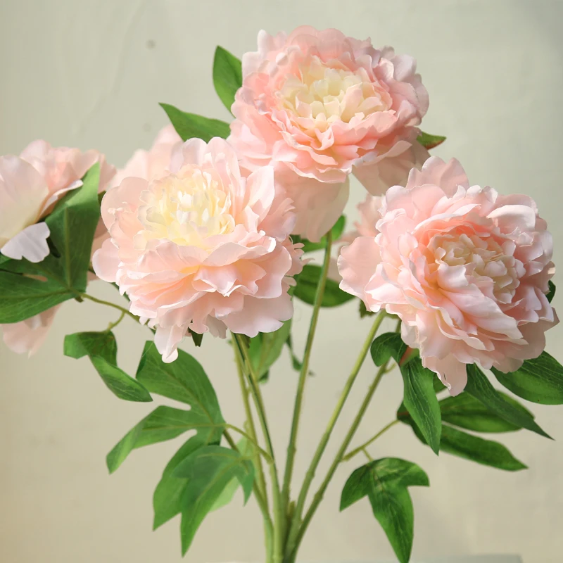 
flower bouquet for home decoration wholesale silk peony stems silk roses flower artificial peony rose head 