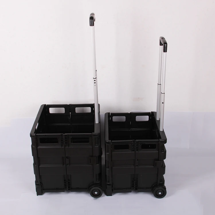 25KG Foldable Multi-function Rolling Shopping Cart /Two-wheeled Plastic Handle Utility Cart