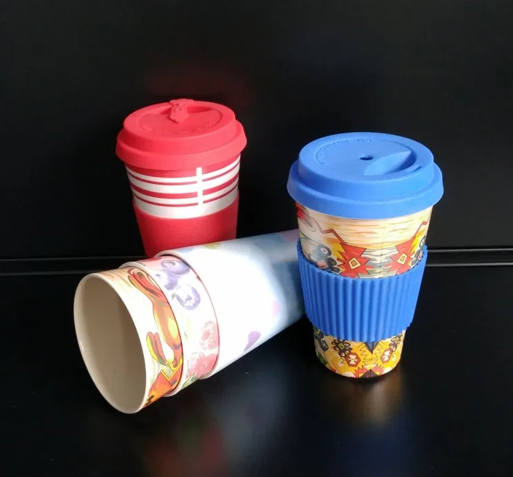 custom logo printing eco friendly Coffee Mug 400ml 450ml bamboo fiber coffee cup