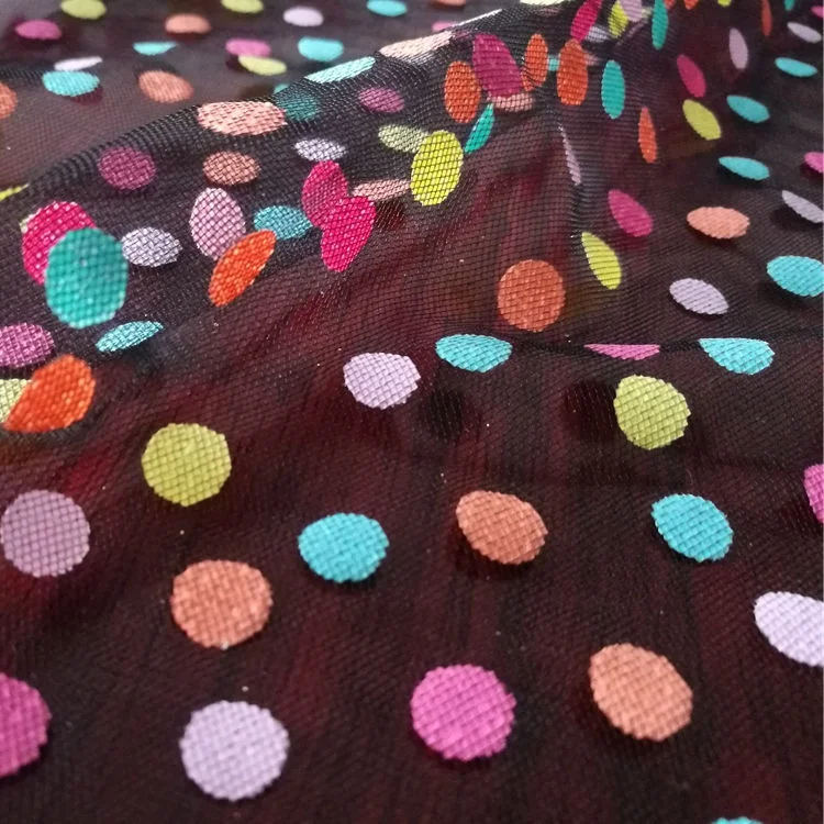 Цветная сетчатая ткань с принтом в горошек для детского платья