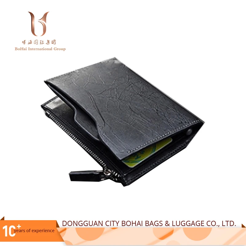 Alibaba OEM оптовая продажа с фабрики пользовательский черный мужской кожаный кошелек
