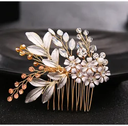 Wedding Accessories Hand-knitted Bridesmaid Hair Comb Headpiece Wedding Bridal Pearl Crystal Hair Comb