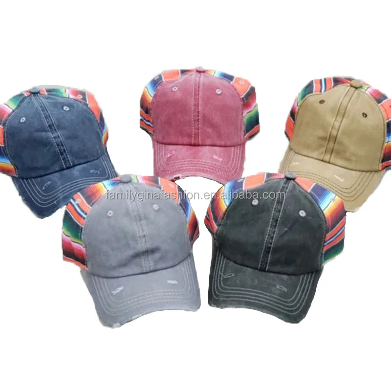 Wholesale Monogrammed Adjustable Colorful Serape Striped Baseball Cap