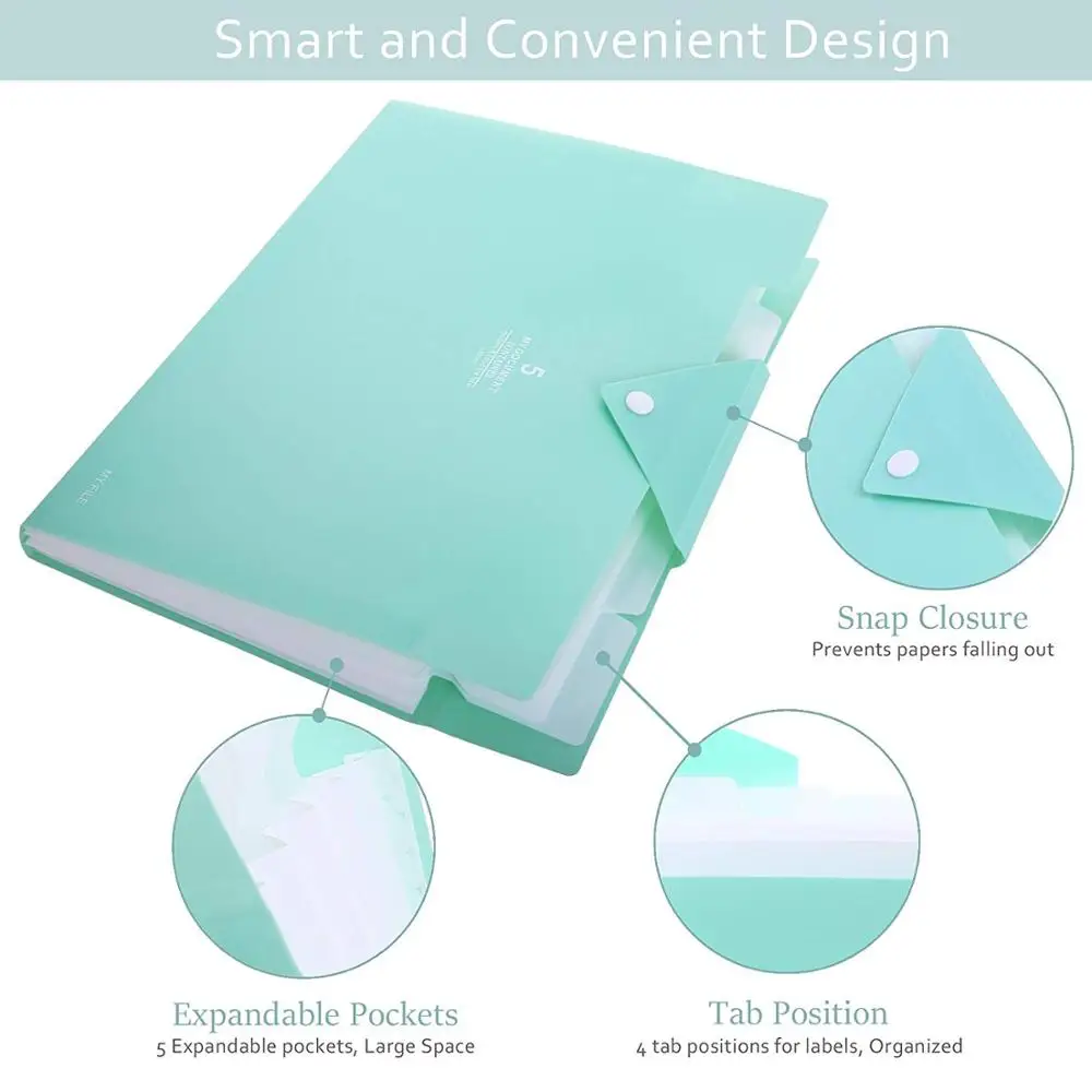 Office File Folders with 8 Pockets Letter Size Expanding Accordion Document Paper File Organizer