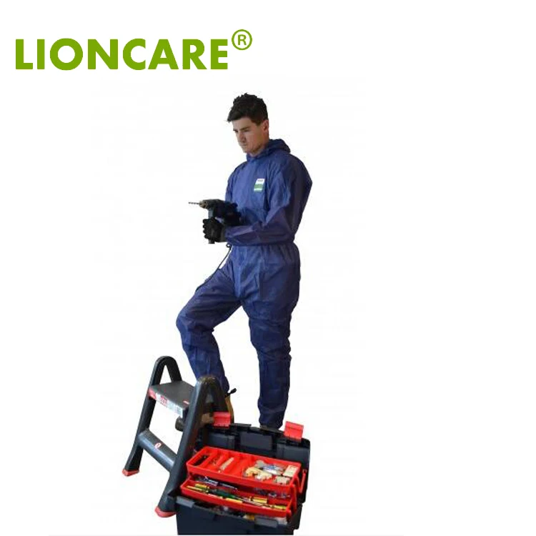 
Breathable Chemical Coverall Blue Disposable Polypropylene Coverall 