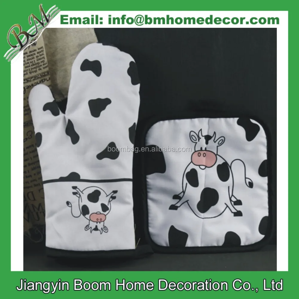 Wholesale Custom Kitchen Cooking Cotton Oven Mitts Sets BBQ Pot Holder