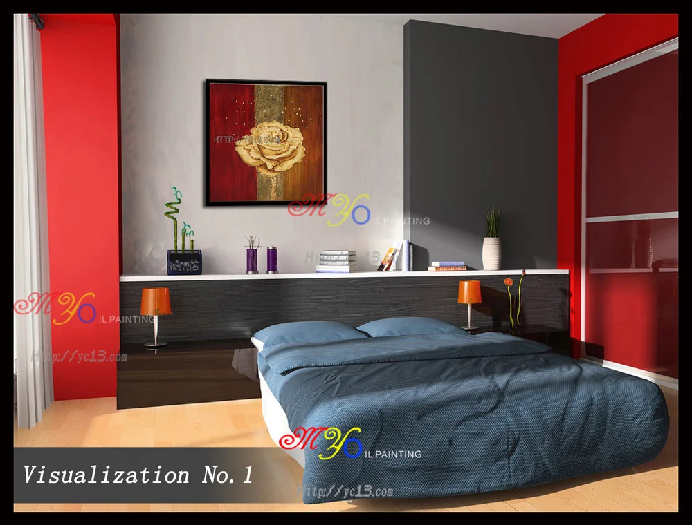 50% off  Existing samples gold foil rose flower art and craft canvas oil painting