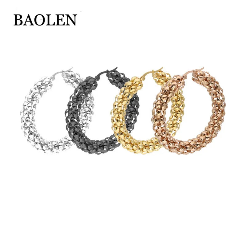 Stainless Steel Women Earring Round Corn Ball Club Hip Hop Punk Hoop Earrings Jewelry For Jewelers