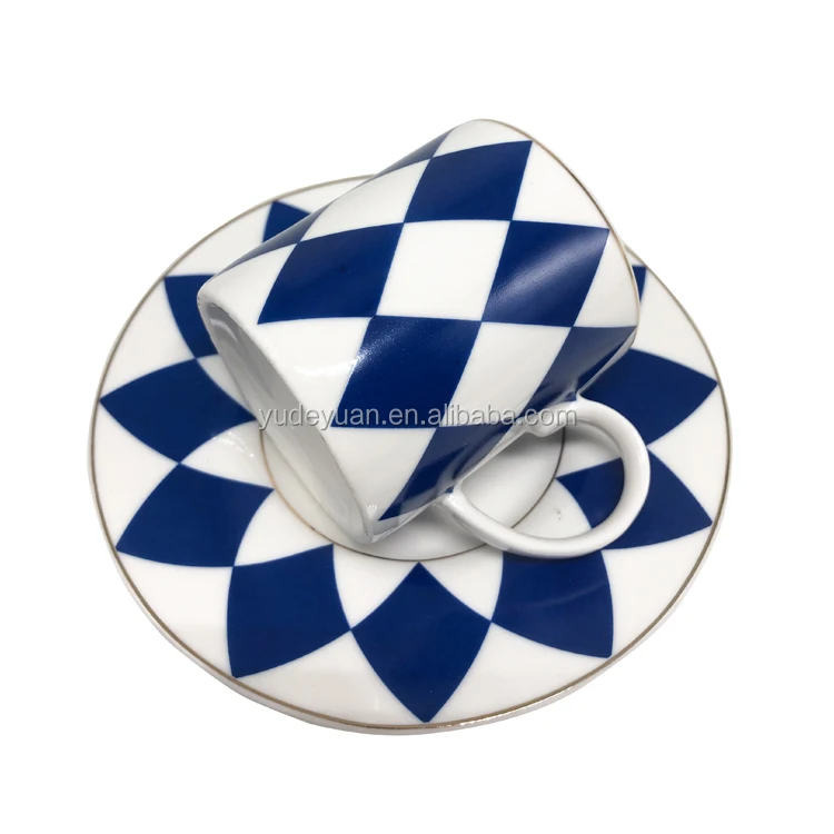 custom design modern classic pattern 90cc fine bone china coffee cup and saucer