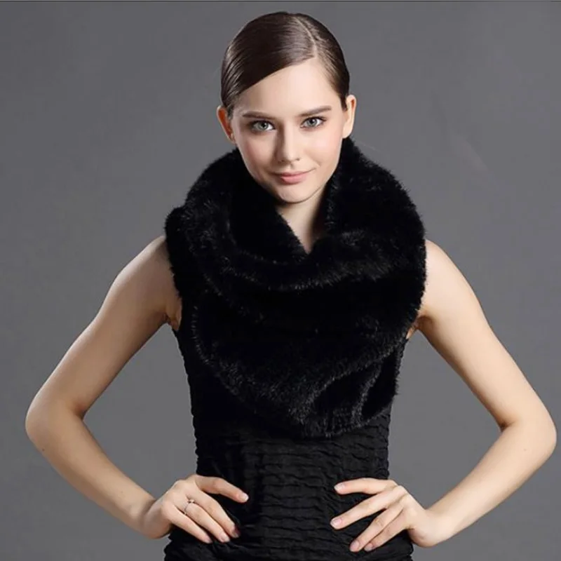 CX-B-M-68C 2023 Winter Excellent Knitted Mink Fur Scarf