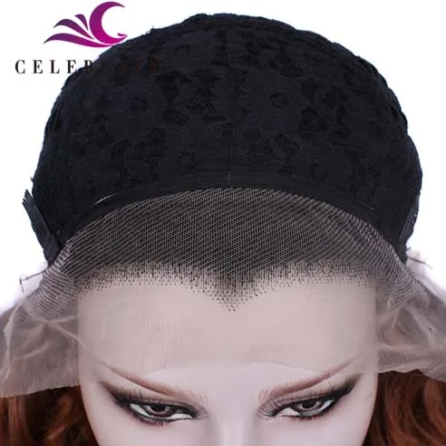 Free sample Wholesale black price Natural Brown Color Medium Kinky Curly ombre long Synthetic Hair Lace Front Wigs for women