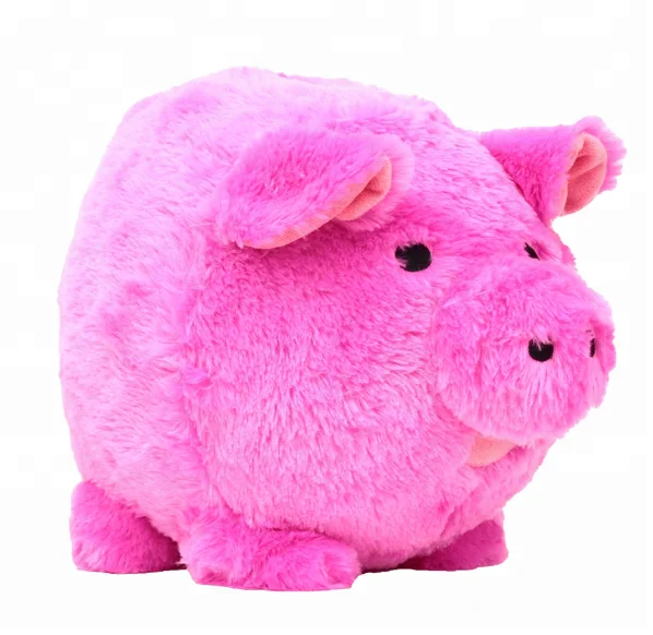 Customized Cute Kids Soft Plush Pink Pig Piggy Coin Bank