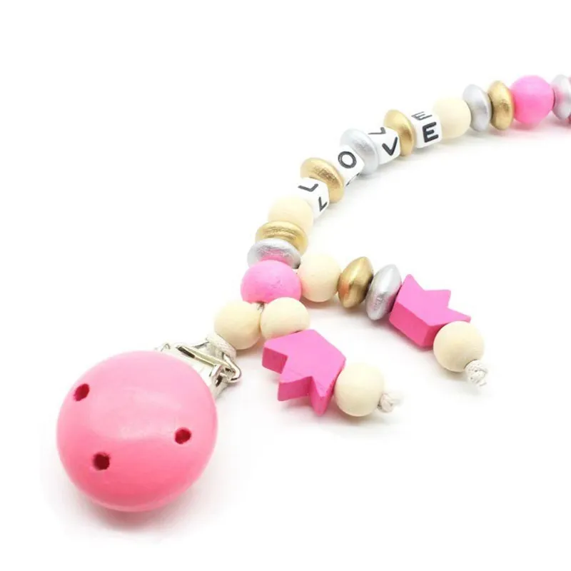 
DIY wood Personalised Name Baby Pacifier Clips Mantis Funny Baby Pacifier Chain 