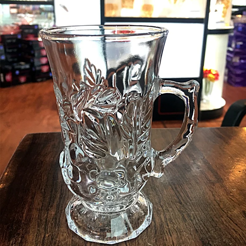 Hot sale beautiful  color tea cup with handle for tea milk coffee glass cup