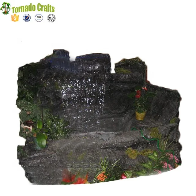 guangzhou artificial modern fiberglass rock waterfall fountains with pump garden outdoor landscape