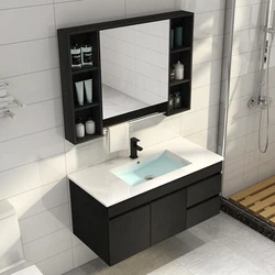 Wall Mounted Luxury Hotel Basin Mirror Vanities Cabinet Bathroom Furniture