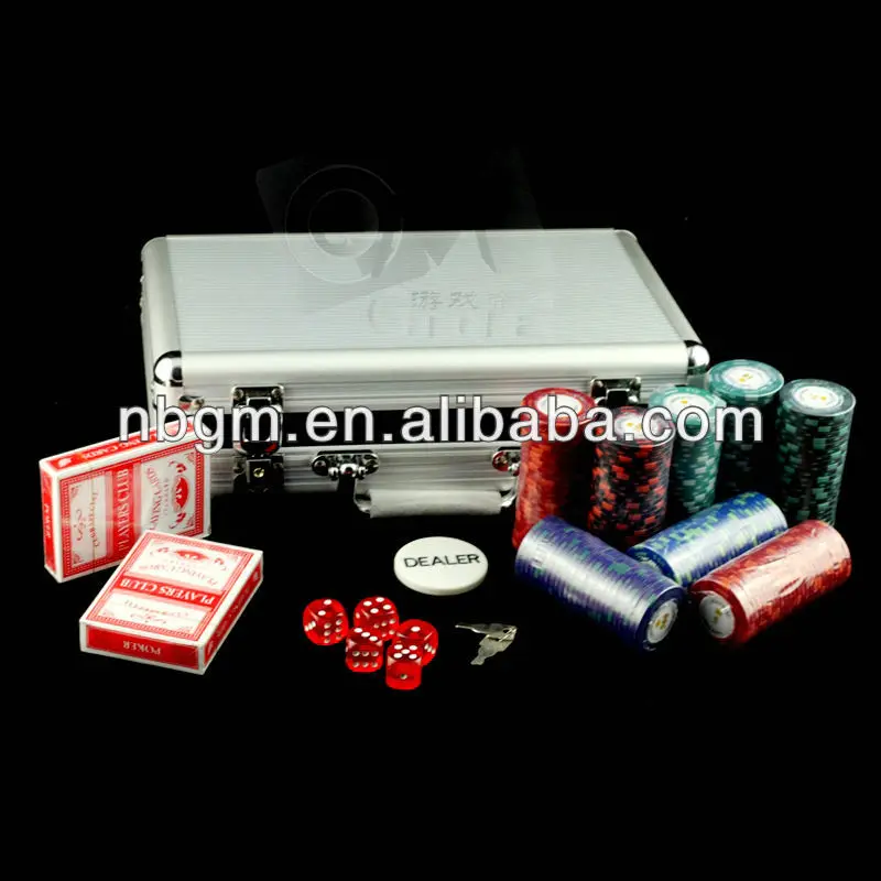 200 pcs 11.g Dice Poker Chip Set Within Round Corner Aluminium Case