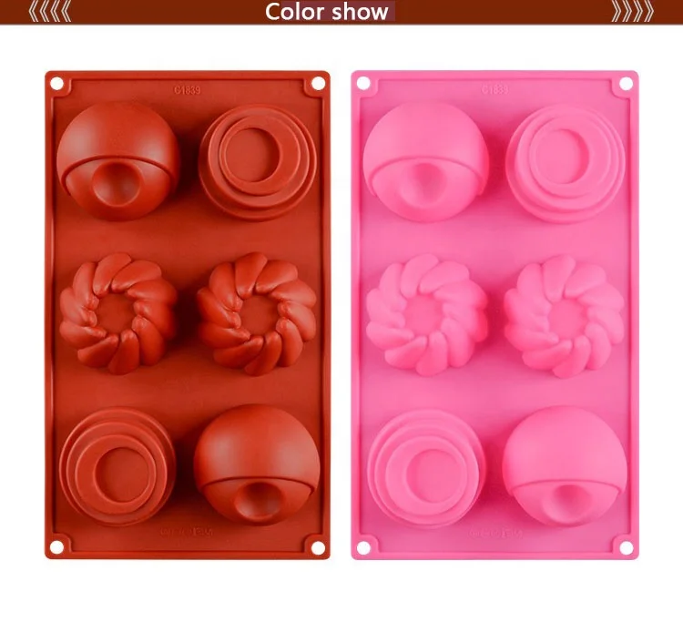 BPA free  Non Stick Silicone Cupcake 6 Round Holes Shape Mold for Baking