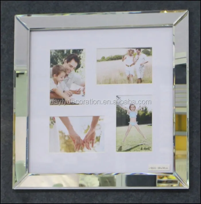 2x2 is total 4 photo picture frame with bevel mirror glass for lovers and family picture frame