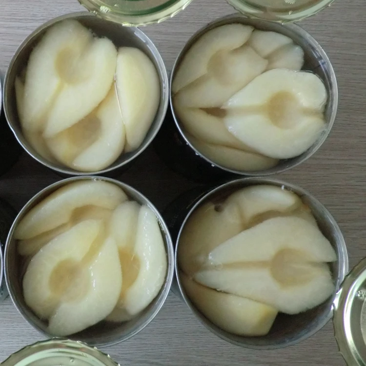 Fresh pack Mikado canned food canned bartllet pear halves slices cubes  in light syrup or in pear juice