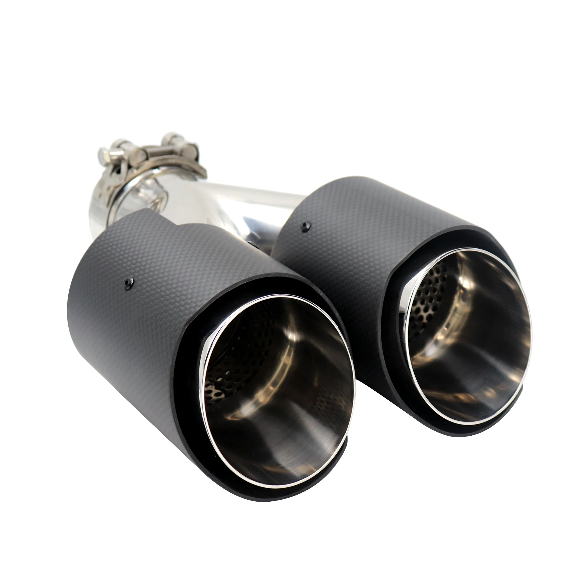 Original style 304 stainless steel 63mm dual carbon fiber exhaust