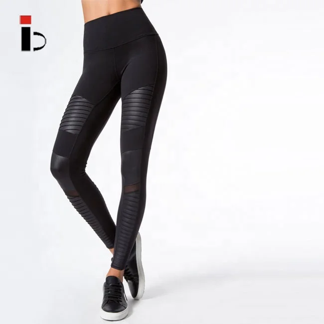 2024 New design high waist moto women sports glossy yoga pants sweat suits women