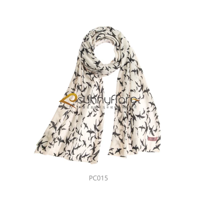 Ladies 100% pure cashmere colorful print scarf