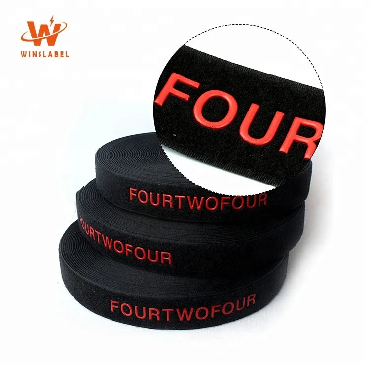 Customized Brand Name Soft Hook and Loop Back to Strap with 3D Raised Silicone Embossed Logo