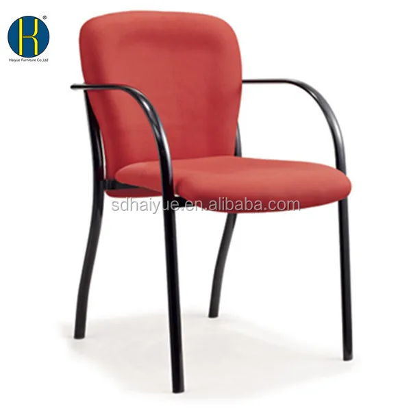 School Furniture  Red Fabric Seat Cover Metal Legs Public Waiting Chair Office Chair