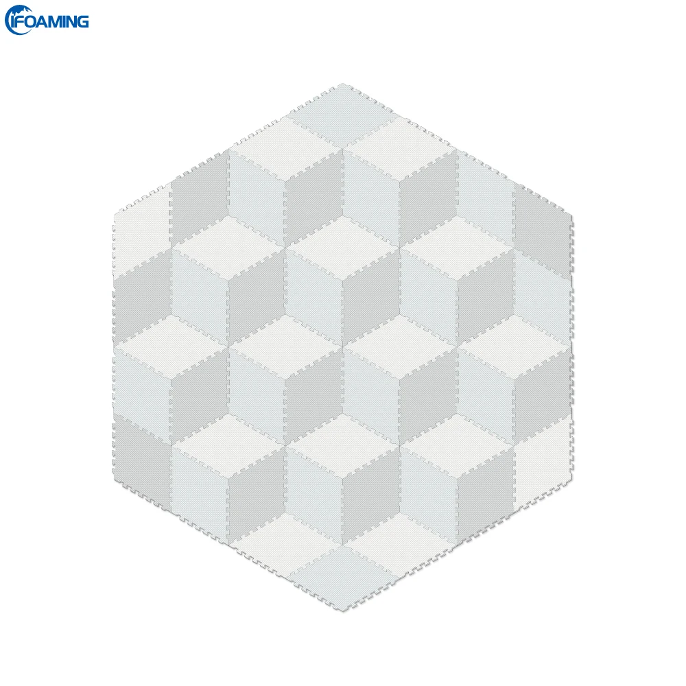 
Stylish Interlocking Rhombus Puzzle Baby Foam Playmat Grey/White/Cream 