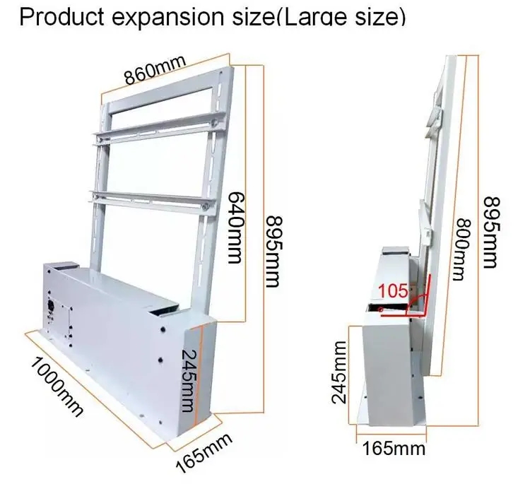 Built-Down In-Home motorized remote control flip-down ceiling tv lift 42 50 55 inch