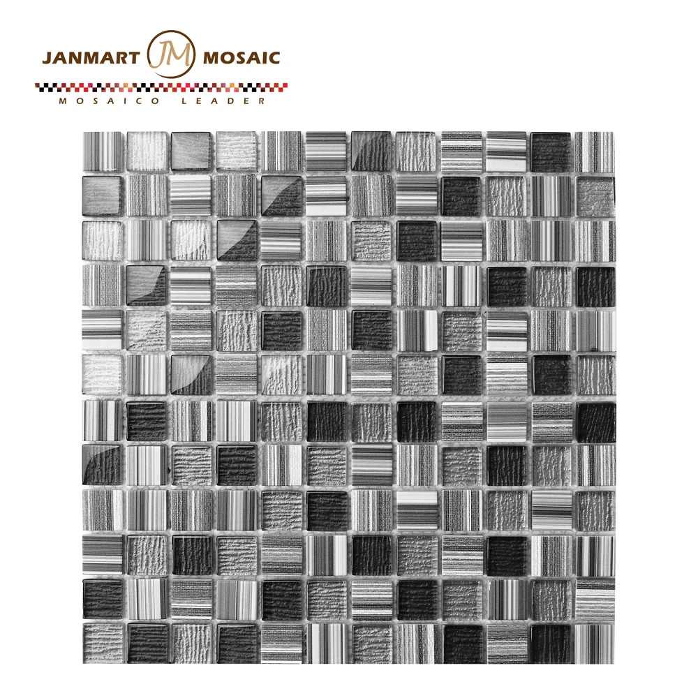 Серый и металлический волнистые стеклянная мозаика