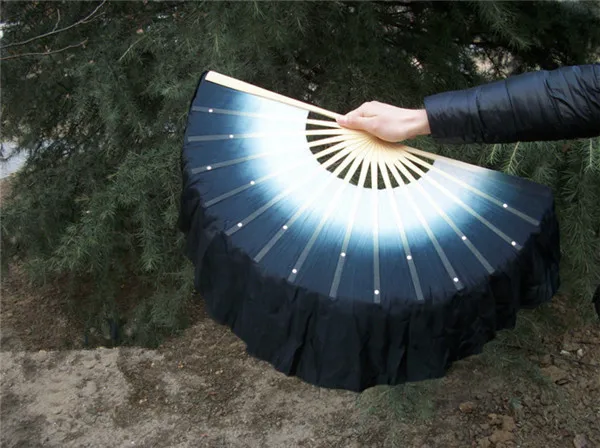 New Belly Dance Bamboo Fan Long Silk Fabric Chinese Fan Dance Fans