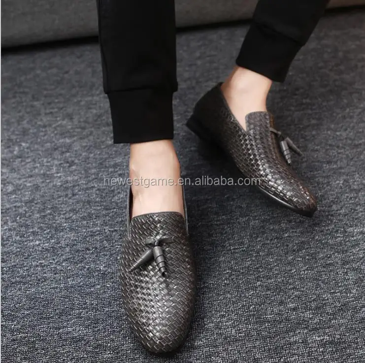 
small quantity order Italian mens Woven leather loafers shoes big size 44 45 46 47 48 