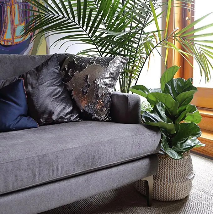 QJMAX Natural Woven Seagrass Tote Belly Basket For Storage Laundry Picnic