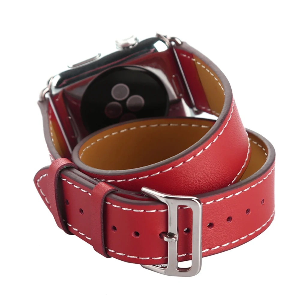 
Double Tour Band Genuine Leather Watch Band Long Strap Bracelet For Apple Watch 38mm 42mm 