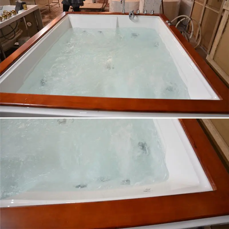 HS-B283 Double whirlpool Tubs/ Wooden Frame Bathtub/ whirlpool 180x150