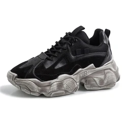 Дропшиппинг изготовленным на заказ логосом модная женская обувь из натуральной кожи с не сужающимся книзу массивным спортивная обувь; Весенняя женская обувь на платформе; Повседневная женская обувь