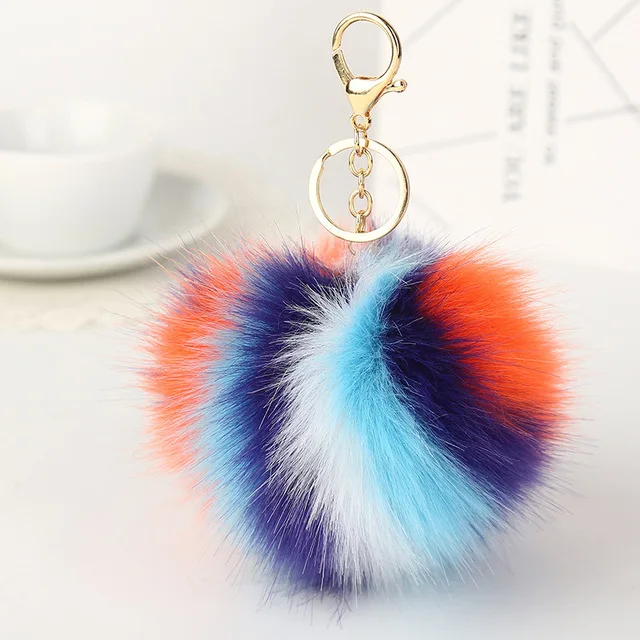 Decoration Accessories Fur Pom Keychain Manufacturers Faux Fox Fur Ball