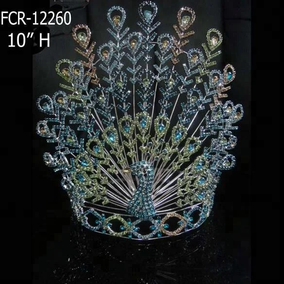 Павлин синий горный хрусталь красивая корона тиара 2023 оптовая продажа на заказ Тема для женщин